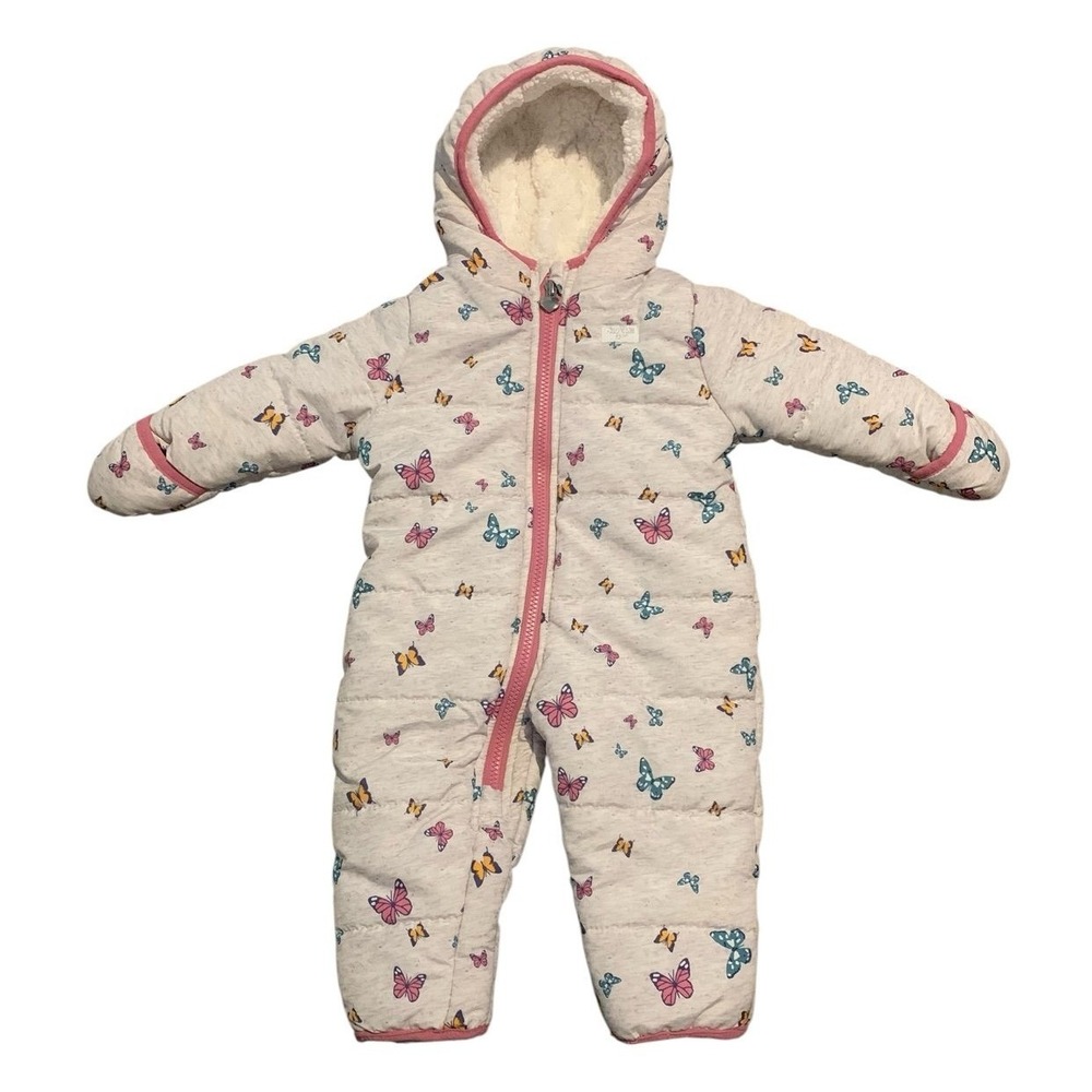 OshKosh B'gosh Snowsuit Baby Girl 6-9M Gray Butterfly Puffer Hooded Wintercore‎